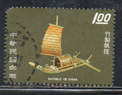 CHINA REPUBLIC CINA TAIWAN FORMOSA 1973 TAIWANESE HANDICRAFTS  BAMBOO BOAT 1$ USED USATO OBLITERE' - Oblitérés