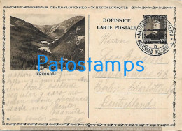 209203 CZECH REPUBLIC KROKONOSE VIEW PARTIAL CIRCULATED TO GERMANY POSTAL STATIONERY POSTCARD - Sin Clasificación