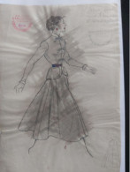 MODA MODELLI ORIGINALI DIPINTI A MANO CROQUIS ORIGINAL VIENNA CARL GOSCHL ANNI 40 CIRCA - Cartamodelli