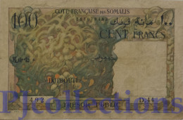 FRENCH SOMALILAND - DJIBOUTI 100 FRANCS 1952 PICK 26 FINE+ W/PIN HOLES RARE - Djibouti