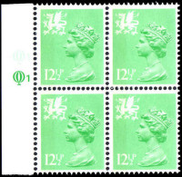 Wales 1971-93 12p Light Emerald Perf 15x14 Litho Questa Block Of 4 Unmounted Mint. - Wales