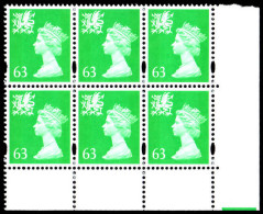 Wales 1997-98 63p Light Emerald Without P Block Of 6 Unmounted Mint. - Wales