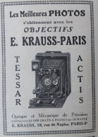 Extrait De La Revue "OMNIA" Juin 1920 _ Promotion Des Appareils Photo Objectifs E. KRAUSS **SUP - Fotografia