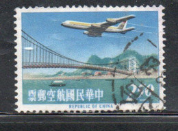 CHINA REPUBLIC CINA TAIWAN FORMOSA 1963 AIR POST MAIL AIRMAIL JET AIRLINER OVER PITAN BRIDGE 2.50$ USED USATO OBLITERE' - Luchtpost