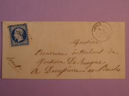 BU22 FRANCE BELLE  LETTRE RR 1855 PETIT BUREAU LORRIS A DAMPIERRE +N° 14 +PERLé+ AFF .INTERESSANT+ - 1853-1860 Napoleon III