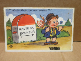 VIENNE (38) Carte à Système Dépliant Auto Stop Route Du Bonheur - Vienne