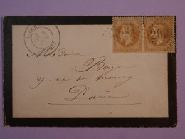 BU22 FRANCE BELLE  LETTRE RR 1869 PETIT BUREAU LORRIS A  PARIS +PAIRE DE N° 28 + AFF . PLAISANT+ - 1863-1870 Napoléon III Lauré