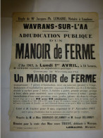 62 Wavrans-sur-l'Aa, Vente D'un Manoir  1963  Affiche Ancienne ORIGINALE, Ref 1389  ; A 31 - Afiches