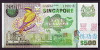 China BOC (bank Of China) Training/test Banknote,Singapore 500$ Note A Series Specimen Overprint,original Size - Singapour