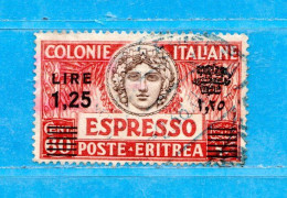 (Us8) ERITREA ° 1936 - ESPRESSO.  Sass. E 10. Sovrastampa In Nero.  Usato.  Come Scansione. - Eritrea