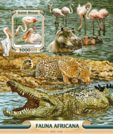 Guinea Bissau 2016, Animals In Africa, Flamingoes, Crocodile, Hippos, BF - Flamingos