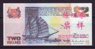 China BOC (bank Of China) Training/test Banknote,Singapore 2$ Note B Series Specimen Overprint,original Size - Singapour