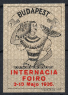 FOIRO Esperanto COGWHEEL Caduceus Greek Mythology 1935 Hungary Budapest Fair LABEL CINDERELLA VIGNETTE Posner - Esperanto