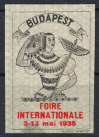 Caduceus Mythology FRANCE French Lang. Foire COGWHEEL 1935 Hungary Budapest Fair LABEL CINDERELLA VIGNETTE Posner - Mitología