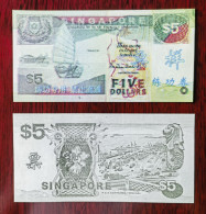 China BOC (bank Of China) Training/test Banknote,Singapore 5$ Note B Series Specimen Overprint,original Size - Singapour