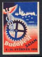 Sajam YUGOSLAVIA Language Caduceus SNAKE GREEK Mythology 1934 Hungary Budapest LABEL CINDERELLA VIGNETTE Exhibition - Other & Unclassified