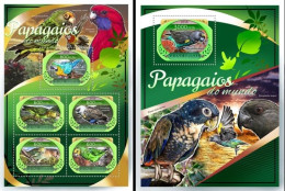 Guinea Bissau 2016, Animals, Parrots, 5val In BF +BF - Perroquets & Tropicaux
