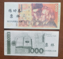 China BOC (bank Of China) Training/test Banknote,Germany B Series 1000 DM Deutsche Mark Note Specimen Overprint - [17] Vals & Specimens