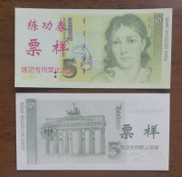 China BOC (bank Of China) Training/test Banknote,Germany B Series 5 DM Deutsche Mark Note Specimen Overprint - Specimen