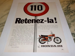 ANCIENNE PUBLICITE RETENEZ LA  MOTO HONDA 125 S 1971 - Motos