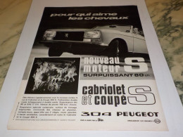 ANCIENNE PUBLICITE 304 CABRIOLET ET COUPE DE PEUGEOT  1972 - Voitures