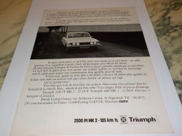 ANCIENNE PUBLICITE VOITURE TRIUMPH 2500 PI 1972 - Voitures