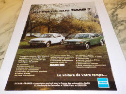 ANCIENNE PUBLICITE VOITURE SAAB 1974 - Voitures