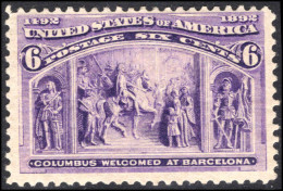 USA 1893 6c Violet Columbus Lightly Mounted Mint. - Unused Stamps