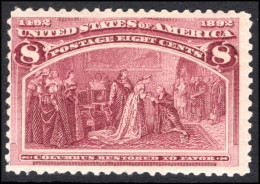 USA 1893 8c Claret Columbus Lightly Mounted Mint. - Unused Stamps