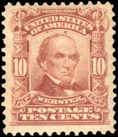 USA 1902-08 10c Webster Fine Mounted Mint. - Unused Stamps
