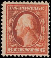 USA 1908-10 6c Orange-vermillion (oxidised Ink) Lightly Mounted Mint. - Ongebruikt