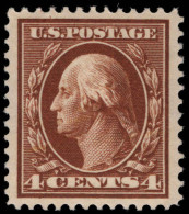 USA 1910-13 4c Chocolate-brown Perf 12 Single Line Wmk Fine Lightly Mounted Mint. - Nuevos