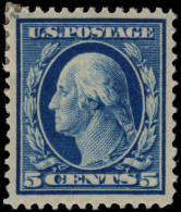 USA 1910-13 5c Prussian-blue Perf 12 Single Line Wmk Fine Lightly Mounted Mint. - Unused Stamps