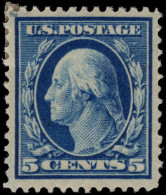 USA 1910-13 5c Prussian-blue Perf 12 Single Line Wmk Fine Lightly Mounted Mint. - Ongebruikt