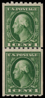 USA 1912 1c Green Coil Paste-up Pair Fine Unmounted Mint. - Neufs