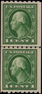 USA 1912 1c Green Horizontal Perf 8   Coil Joint Line Pair Unmounted Mint. - Ongebruikt