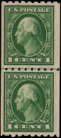 USA 1912 1c Green Horizontal Perf 8   Coil Joint Line Pair Unmounted Mint. - Unused Stamps