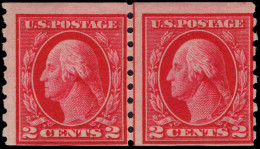 USA 1912 2c Carmine Perf 8   Coil Joint Line Pair Lightly Mounted Mint. - Nuevos