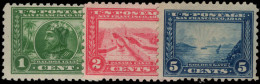 USA 1913 Panama-Pacific Exposition Perf 10 Set To 5c (1c Unmounted 2c Mounted 5c No Gum). - Unused Stamps