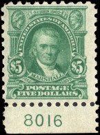 USA 1916-22 $5 Marshall Perf 10 Plate Single Mounted Mint. - Nuovi