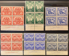 Australia. Superb Imprint Blocks Of Four. Gloucesters And Peace SG209/11, SG213/215. MNH - Ongebruikt