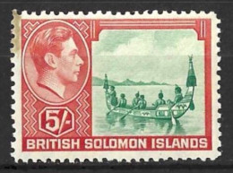 Br. SOLOMON Is.....KING GEORGE VI..(1936-52..)...." 1939.."..5/-.....SG71.....TONED FILLER......(CAT.VAL.£32..)...MNH. - Salomonen (...-1978)