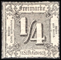 Thurn & Taxis Northern District 1865 ¼sgr Black Rouletted Lightly Mounted Mint. - Mint