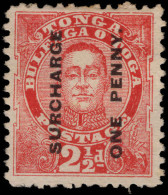 Tonga 1895 Unissued 2½d With 1d Surcharge Unused Without Gum. - Tonga (...-1970)