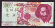 China BOC (bank Of China) Training/test Banknote,ITALY ITALIA 50000 Lire Note Specimen Overprint - [ 8] Specimen