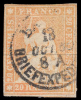 Switzerland 1857 20r Orange Berne Printing Clean Fresh Example - Gebraucht