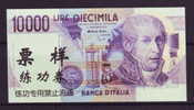 China BOC (bank Of China) Training/test Banknote,ITALY ITALIA 10000 Lire Note Specimen Overprint - [ 8] Specimen