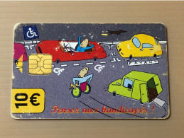 France Parking Smart Card Chip Card, HANDICAPES, Set Of 1 Used Card. - Parkeerkaarten