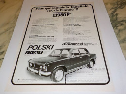 ANCIENNE PUBLICITE VOITURE POLSKI DE FIAT 1974 - Voitures