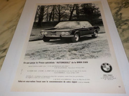 ANCIENNE PUBLICITE 2500  BMW 1970 - Voitures